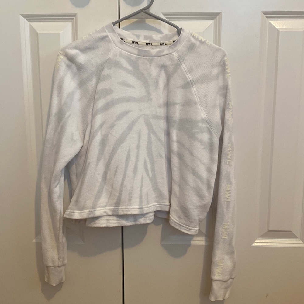 Long sleeve XS Madewell shirt, grey and white.